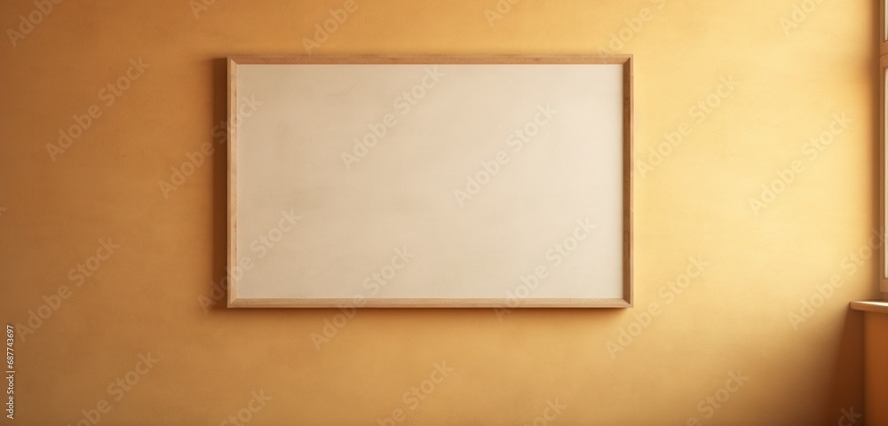 Blank wooden frame casting a shadow on a soft pastel wall, offering a canvas for creative inspiration. Blank wooden frame casting a shadow on a soft pastel wall, offering a canvas for creative inspiration.