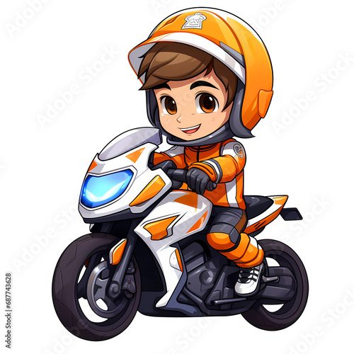 Cute Boy Racer Motorcycle Clipart Illustration photo