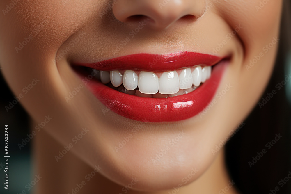 Fototapeta premium A picture-perfect smile that leaves a lasting impression. Concept of photogenic grins. Generative Ai.