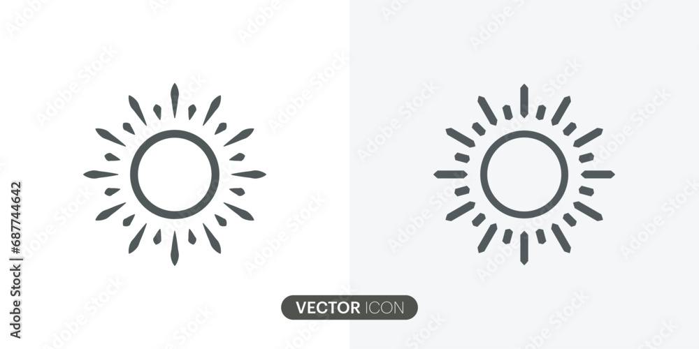 Fototapeta premium Brightness Set icon,Intensity Setting icon Flat Icon Solid style. black line Sun icon symbol vector illustration.