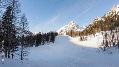 Wallpaper Mural Winter panorama view of snowy valley in the mountains Torontodigital.ca