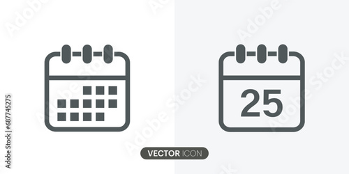 Calendar Icon collection. December 25 icon illustration isolated vector sign symbol.The concept of waiting for an important date.season icon symbol flat design.vector illustration photo