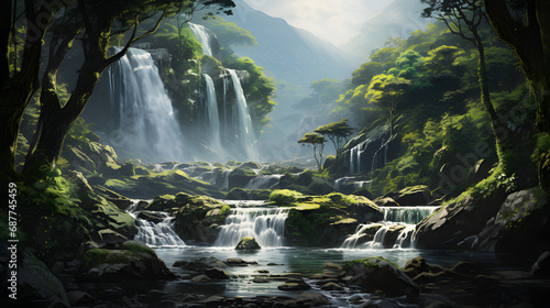 Beautiful Cascading Waterfall. © Trevor