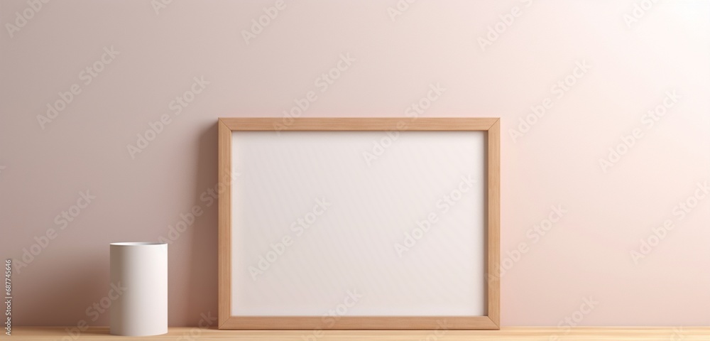 Subtle wooden frame casting a shadow on a neutral background, creating an elegant space for creative exploration. Empty mockup. Subtle wooden frame casting a shadow on a neutral background, creating an elegant space for creative exploration. Empty mockup.