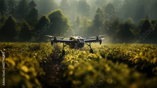 agricultural drone working in the field