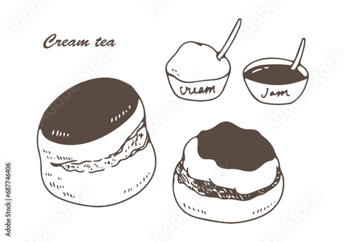 クリームティの線画