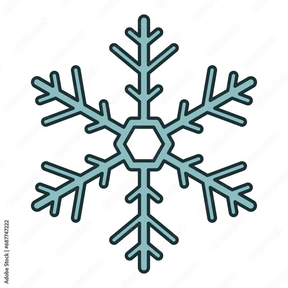 Flat line snowflake. Vector illustration with winter theme and flat line vector style. Editable vector element. Flat line snowflake. Vector illustration with winter theme and flat line vector style. Editable vector element.