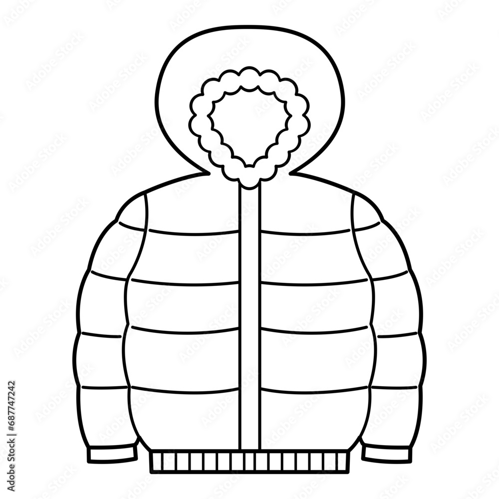 Fototapeta premium Winter coat line art. Vector illustration with winter theme and line art vector style. Editable vector element.
