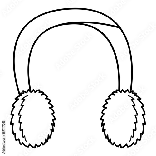 Earmuffs line art. Vector illustration with winter theme and line art vector style. Editable vector element.