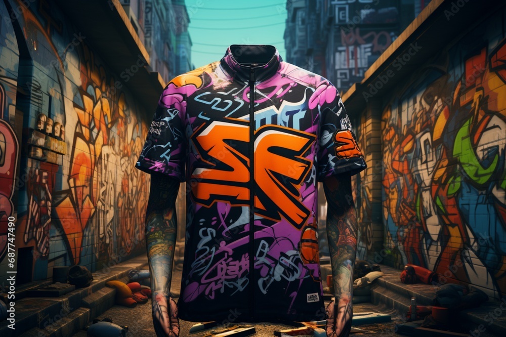 person with graffiti on shirt design