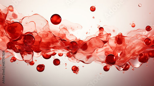 Red splash liquid on white background. Generative AI. 