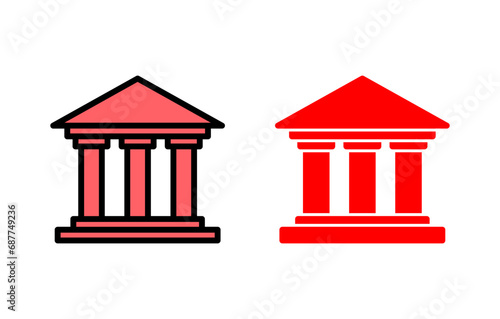 Bank icon set illustration. Bank sign and symbol, museum, university