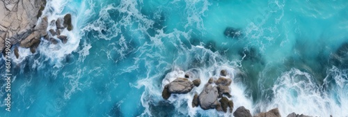 rocky ocean surface in view of rocks and waves, generative AI