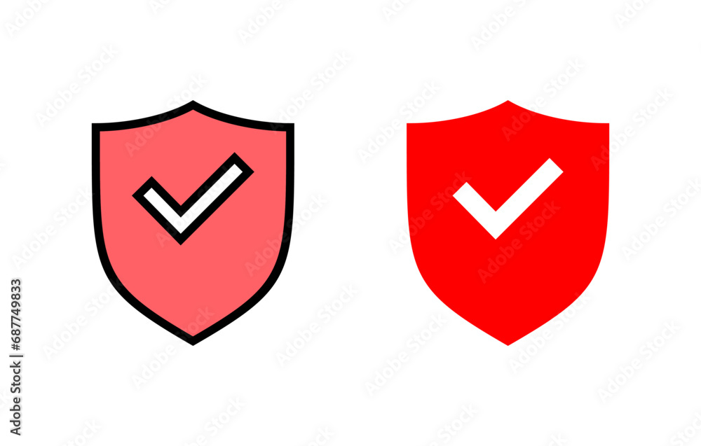 Shield check mark icon set illustration. Protection approve sign. Insurance icon Shield check mark icon set illustration. Protection approve sign. Insurance icon