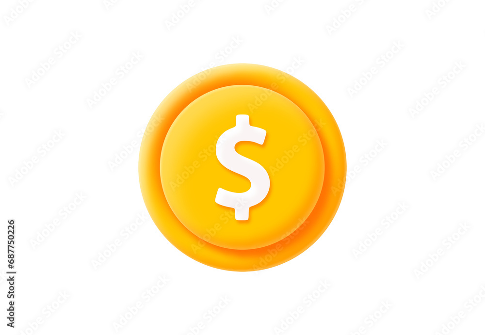 3D illustration of a dollar coin 3D illustration of a dollar coin