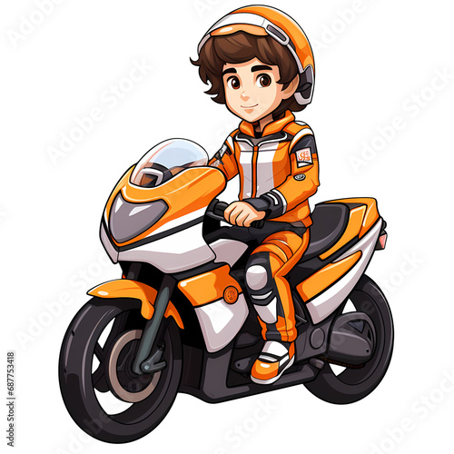 Cute Boy Racer Motorcycle Clipart Illustration