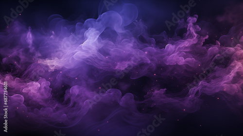 A purple background with mist  smoke  stars. Generative AI. 