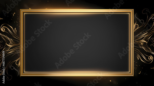 mock up A gold frame with a black background photo