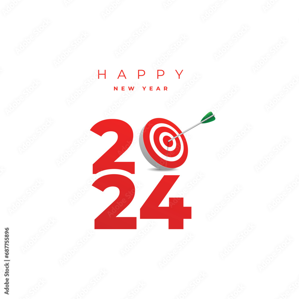 Realistic target 2024 New Year and goals with symbol of 2024 from Green
