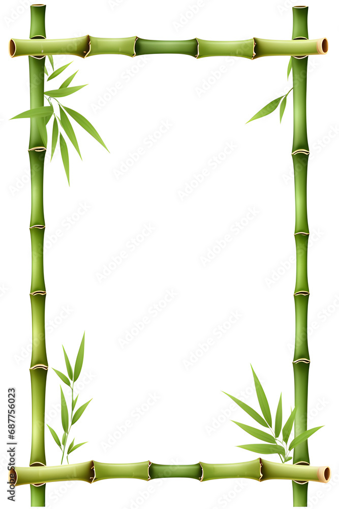 Naklejka premium Bamboo Border Frame Illustration Ai Generative