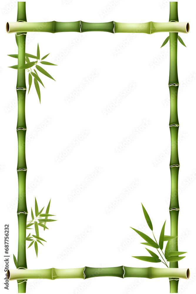 Naklejka premium Bamboo Border Frame Illustration Ai Generative