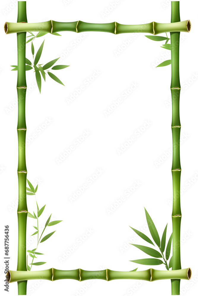 Naklejka premium Bamboo Border Frame Illustration Ai Generative