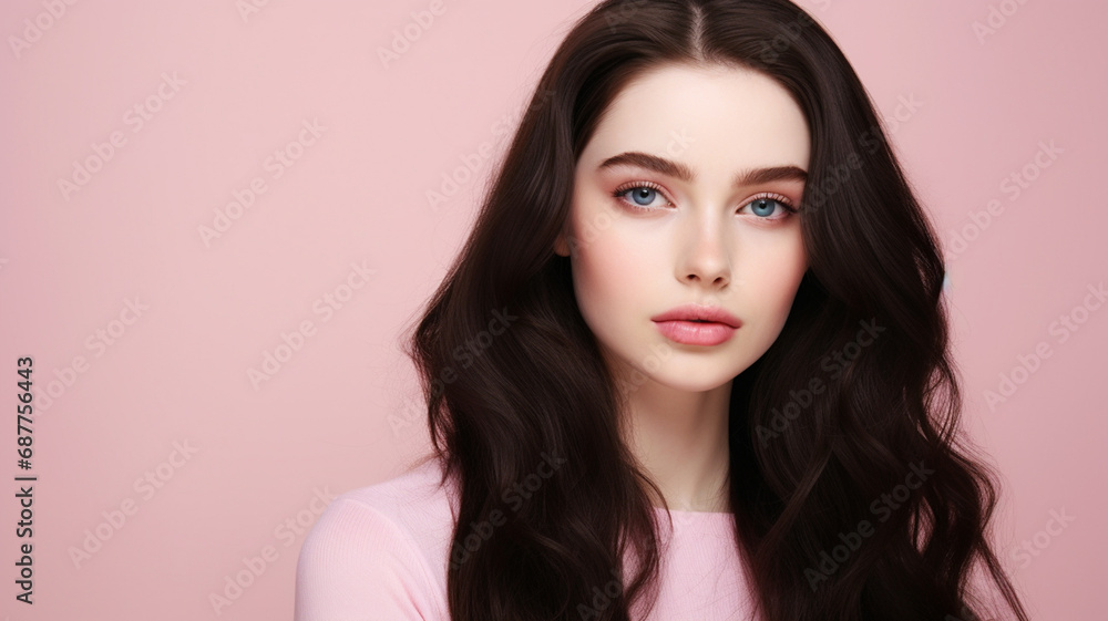 Fototapeta premium Portrait of a young female model with black hair