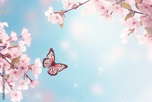 cherry blossom on blue background © KirKam