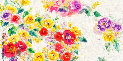 Abstract oil painting floral illustration