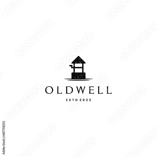 Water well logo rustic illustration