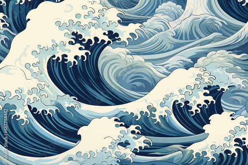 Seamless wave lines background shading, oriental wave seamless background