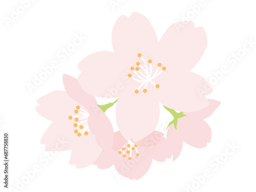 ワンポイントに使えるシンプルな桜の花のイラスト フラットデザイン