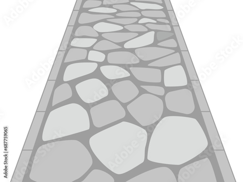 シンプルな石畳の道　灰色の石が敷き詰められた参道のイメージ