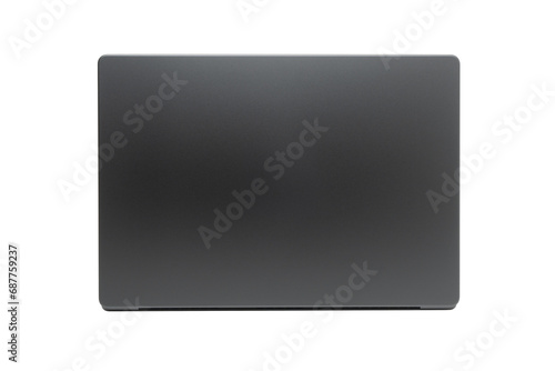back view, Laptop or notebook space black isolated with clipping path on transparent  background.