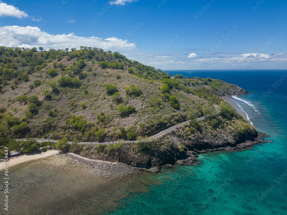 Fototapeta premium Aerial view of Senggigi beach Lombok