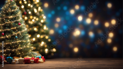 christmas background with copyspace empty table