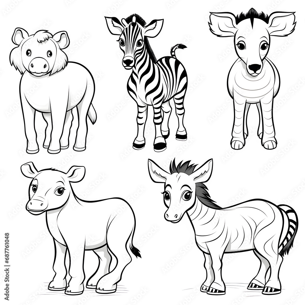 set of baby horse animals isolated on transparent background Generative AI set of baby horse animals isolated on transparent background Generative AI