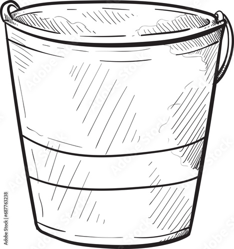 iron pail handdrawn illustration