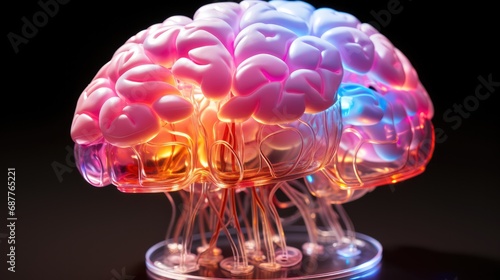 Scientist test drugs on 3d model of human brain photo