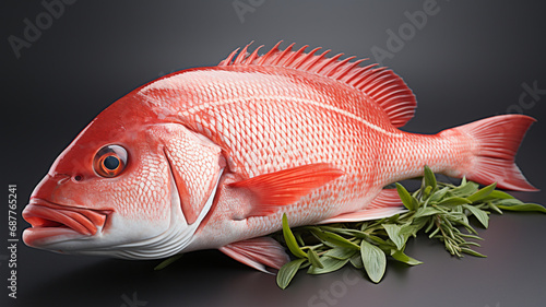 Whole red snapper fish isolated on white background photo