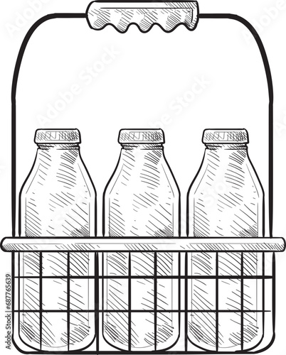 milk bottle handdrawn illustration