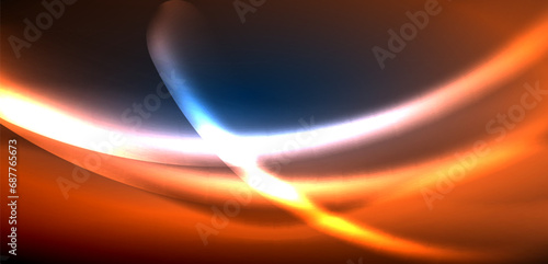 Dynamic waves in ethereal glow of neon lights. Concept merges fluidity of motion with vibrant allure of neon, crafting entrancing backdrop that embodies both vitality and futuristic sophistication