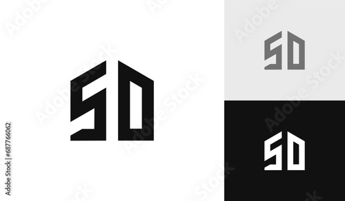 Letter SD initial with house shape logo design