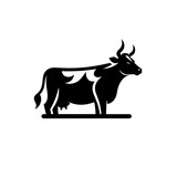 Cow Logo Monochrome Design Style