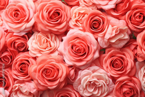 Beautiful pink colored rose flowers petals background using generative AI  