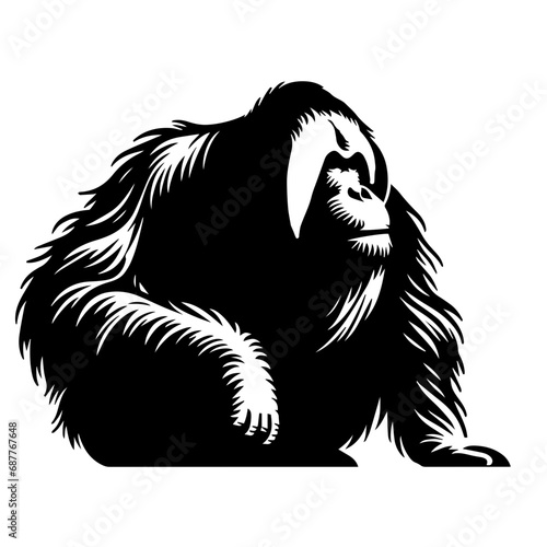Orangutan Logo Monochrome Design Style
