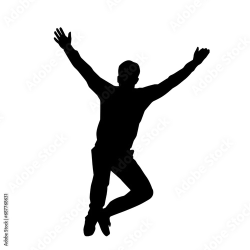 Silhouette of a sporty man jumping. Silhouette of a dancer male in action pose. © anom_t