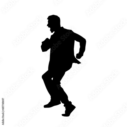 Silhouette of a casual man in running pose