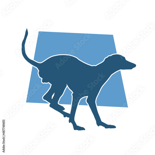 Silhouette of running dog pet animal isolated on white background.