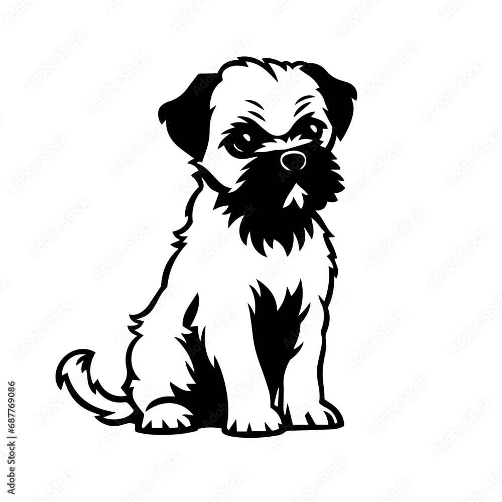 Border Terrier Logo Monochrome Design Style